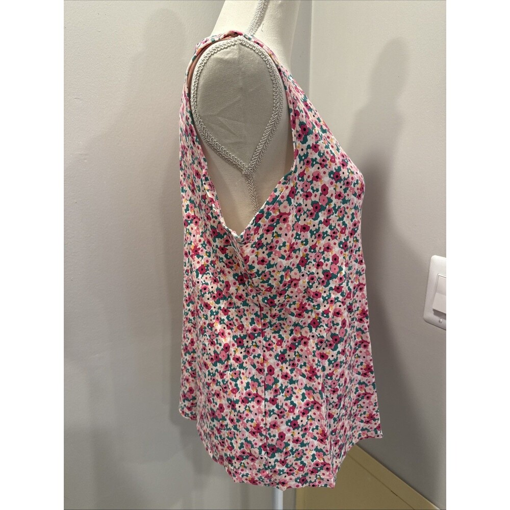 Croft & Barrow Women’s Pink White Floral Tank Top Size Petite Large - Picture 2 of 4
